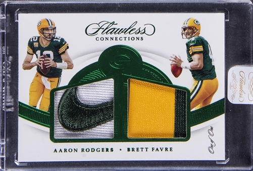 2020 Panini Flawless Collections #FC5 Aaron Rodgers & Brett Favre Dual Patch Card (#1/1) - Panini Sealed